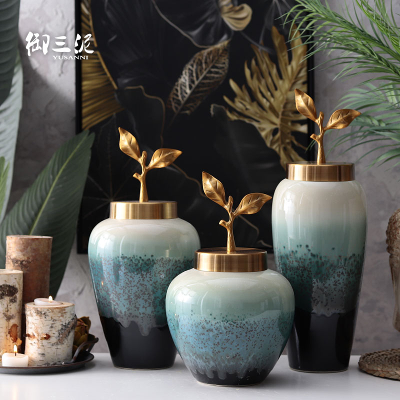 I and contracted sitting room of the new Chinese style flower arranging desktop home furnishing articles dried flower adornment European ceramic glaze vase
