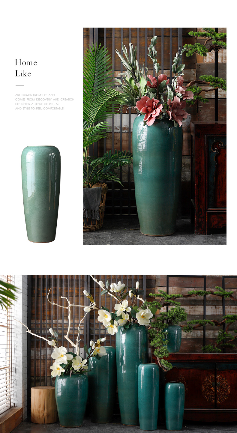 Ceramic vase landing, dried flowers, green large modern simulation flower arranging flowers sitting room hotel furnishing articles adornment ornament