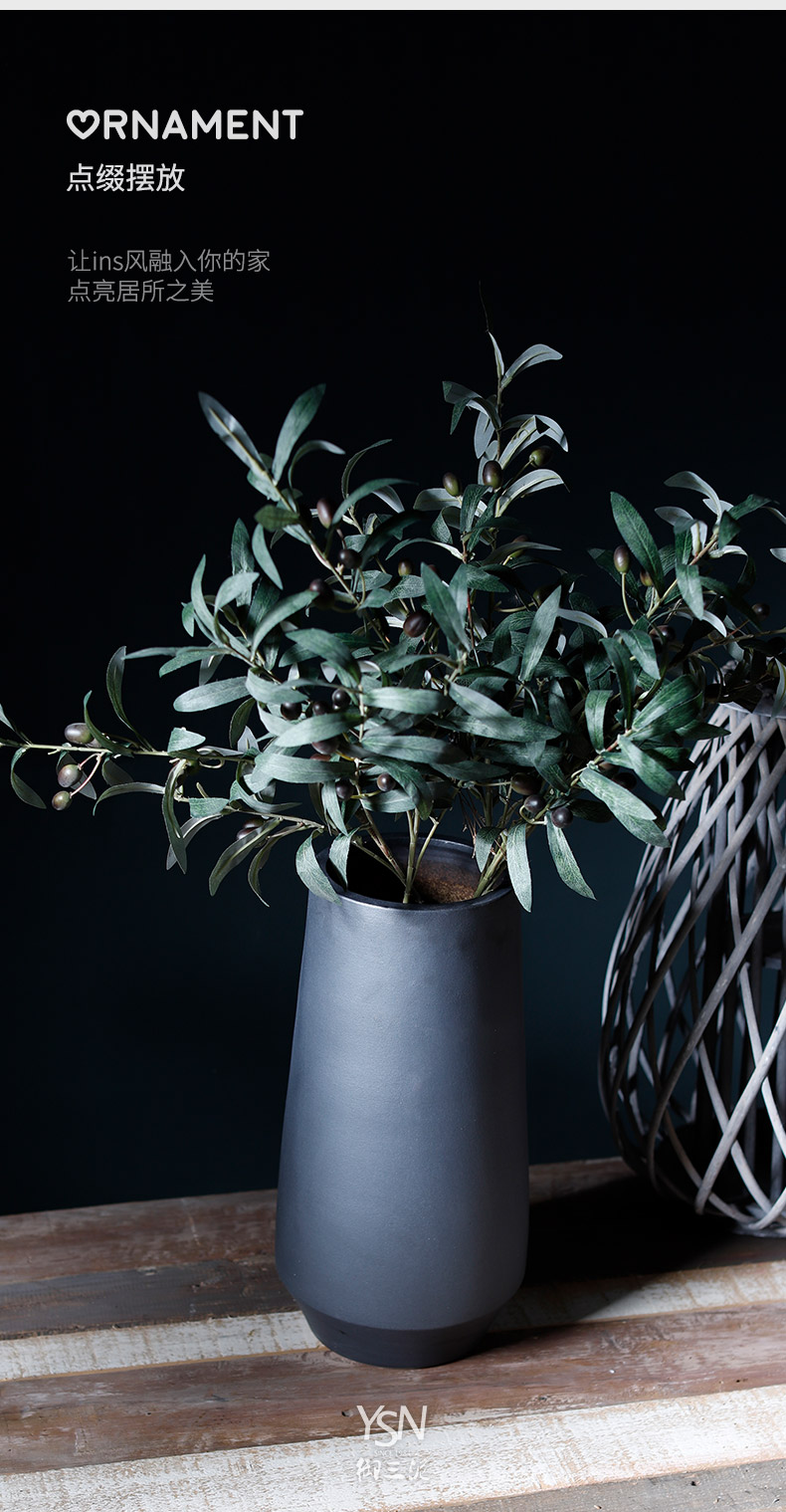 Zen decorative furnishing articles ceramic dry flower vase Nordic contracted home stay facility minimalist Japanese small and pure and fresh flower arranging the living room