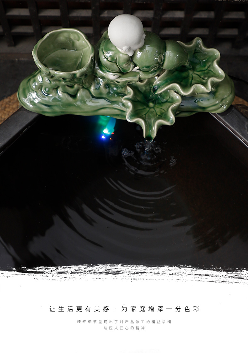 Ceramic pump with water tank water altar zen the boy running water pipe connecting the gourd shape monk