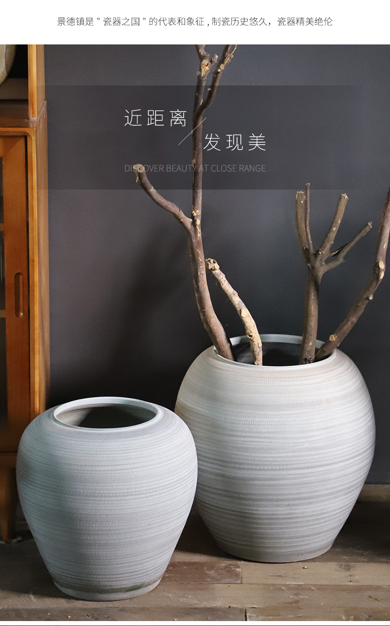 Jingdezhen ceramic vases, flower arrangement sitting room furnishing articles dried flowers to decorate the modern contracted landing flower implement coarse pot