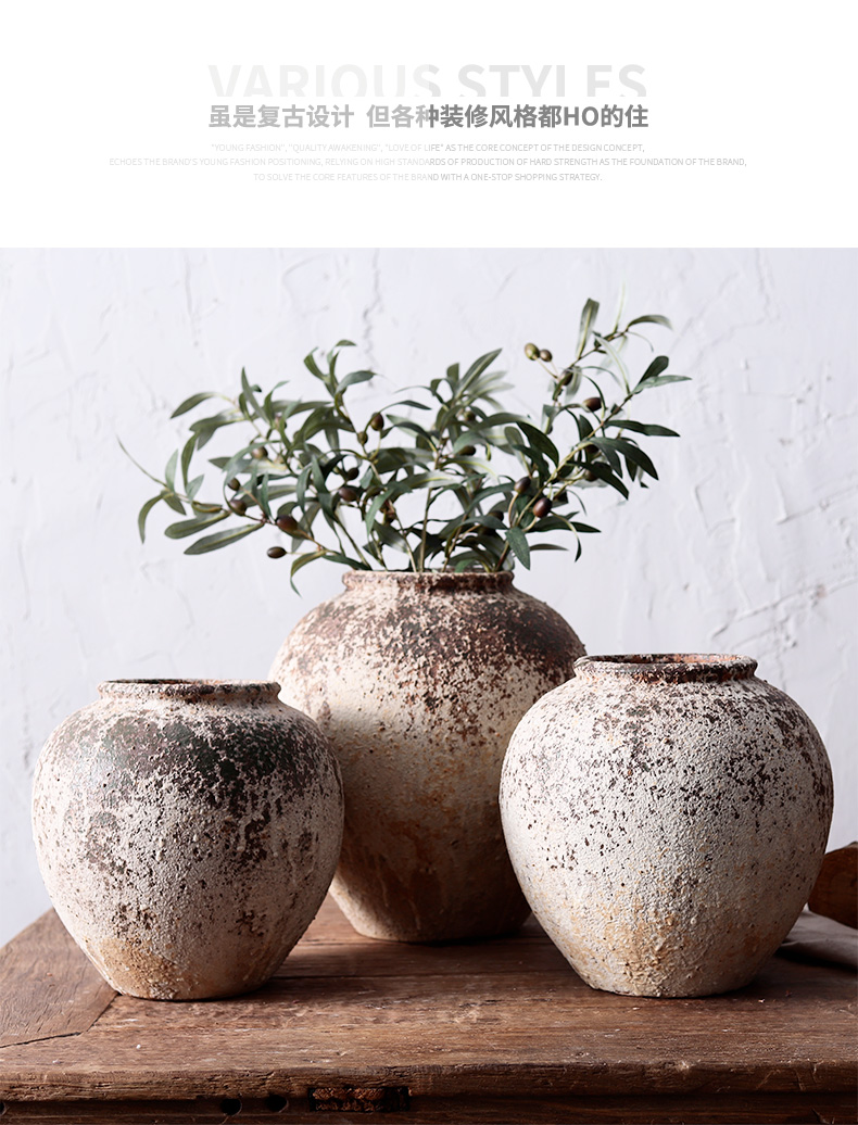 Gardening waterscape meaty plant pot porous permeability restoring ancient ways clay coarse pottery dried flower decoration vase furnishing articles