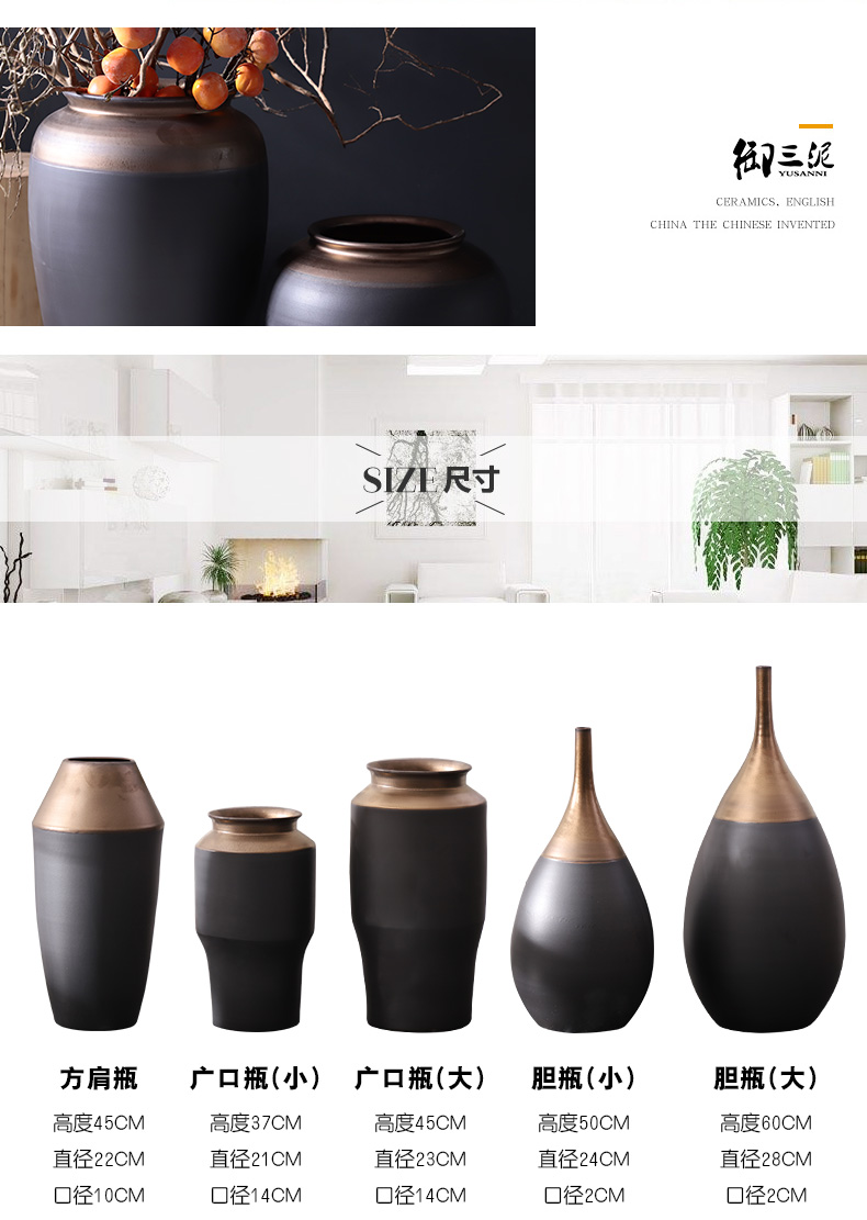 Large vases, jingdezhen ceramic I and contracted Europe type Nordic furnishing articles villa living room window flower arrangement suits for