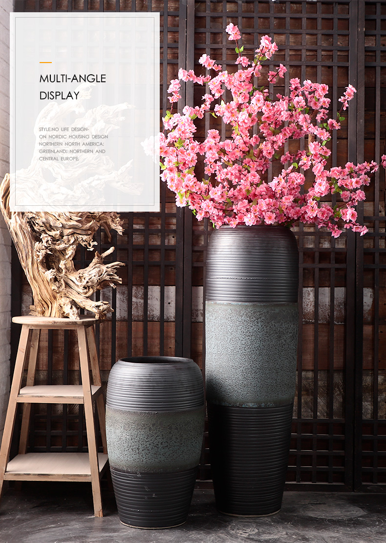 New Chinese style restoring ancient ways of jingdezhen ceramic vase hotel flower arranging furnishing articles sitting room ground in the modern pottery large flower pot