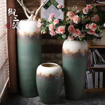 Ceramic floor vase living room flower arrangement European style simple modern retro dried flower Villa simulation flower set