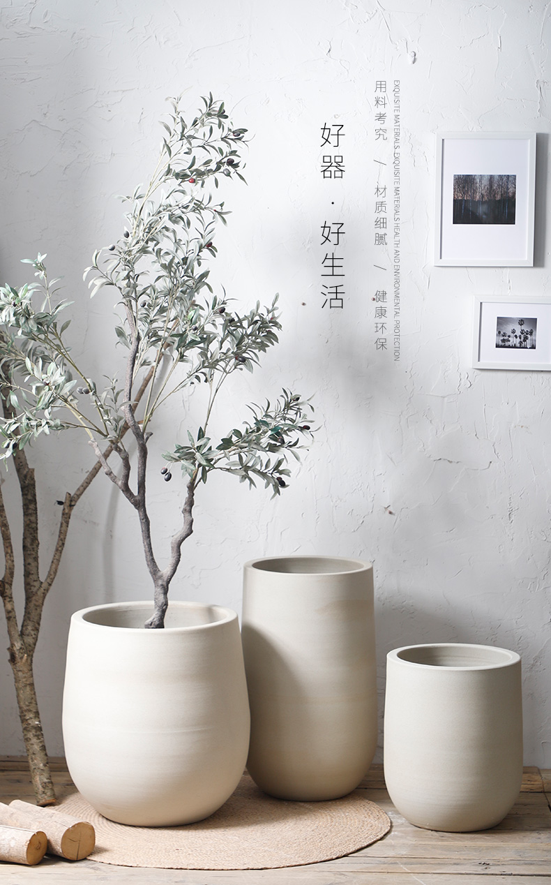 Royal three Nordic wabi-sabi contracted flowerpot thick mud some ceramic porcelain pot modern green plant basin of flower arrangement sitting room place vase