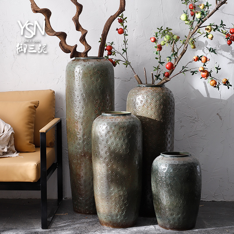 North European American ceramic vase, the sitting room of jingdezhen ceramic cylinder landing large furnishing articles pottery flowerpot flower arrangement
