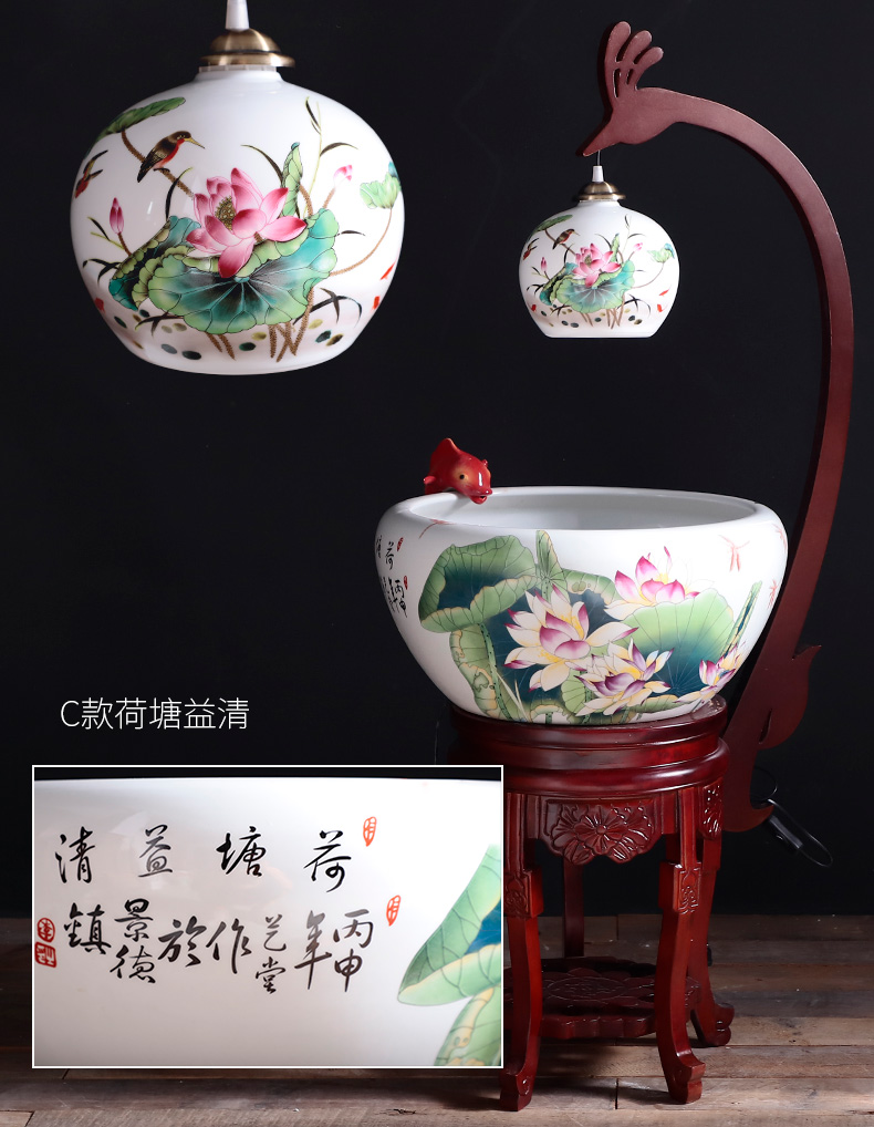 Circulation indoor goldfish bowl porcelain home sitting room with heavy lamp jingdezhen basin of Chinese style furnishing articles ceramic aquarium fish