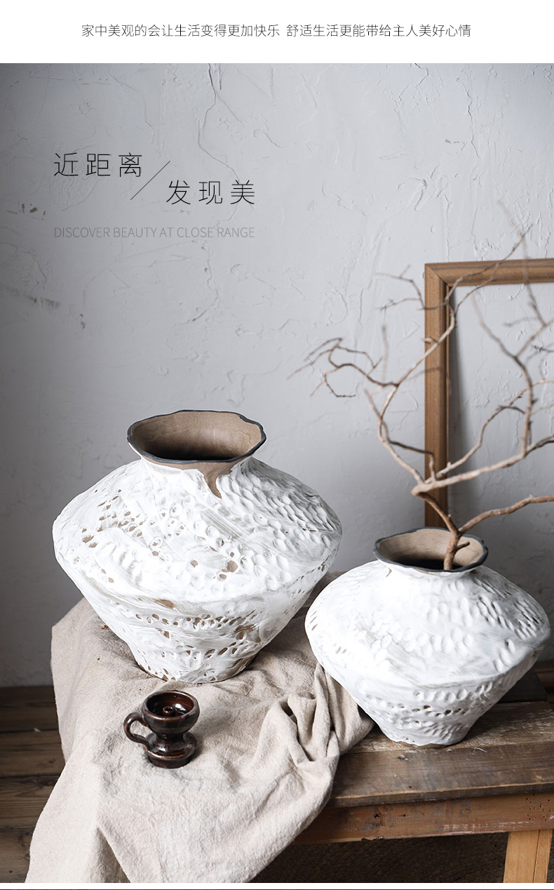 Three mud manual home stay hotel royal wabi-sabi zen wind furnishing articles coarse ceramic vase bearing arrangements with retro nostalgia