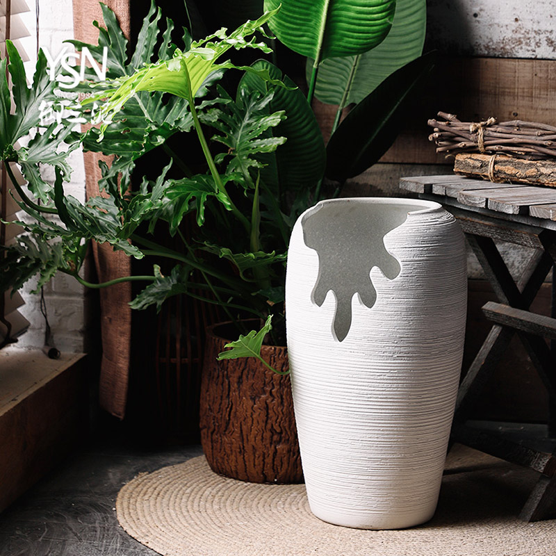 Royal three clay ceramic vase expressions using the open fissure abnormity white thread landing flowerpot more than the old running the meat basin furnishing articles