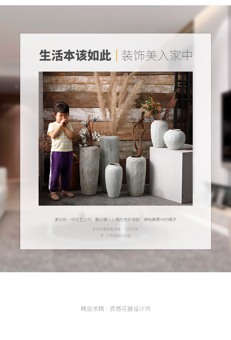 Jingdezhen ceramic vase landing Nordic I and contracted, dried flowers, flower arrangement sitting room adornment is placed to restore ancient ways pottery basin