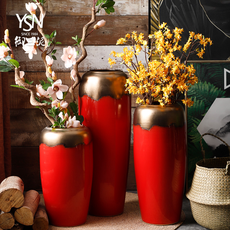 Ceramic vases, flower arrangement sitting room place modern dry flower of Chinese style restoring ancient ways is festival big be born jingdezhen porcelain flowerpot