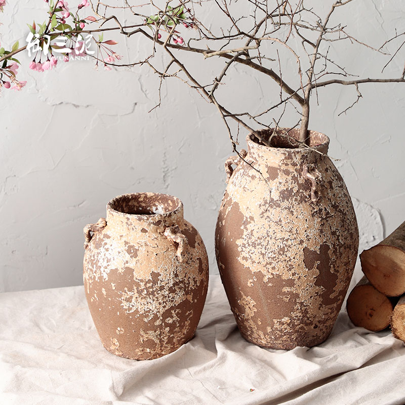 Manual coarse TaoHua device do old POTS of jingdezhen ceramic dry flower vase hand made Japanese teahouse zen flowerpot