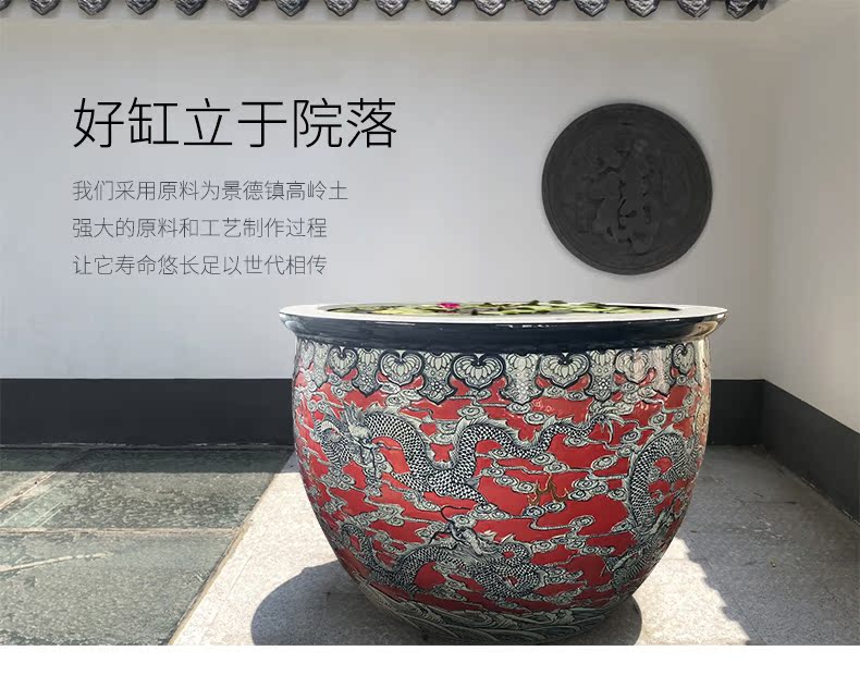 Jingdezhen ceramic cylinder to heavy tank lotus Chinese cornucopia courtyard sitting room design of ceramic cylinder water lily its