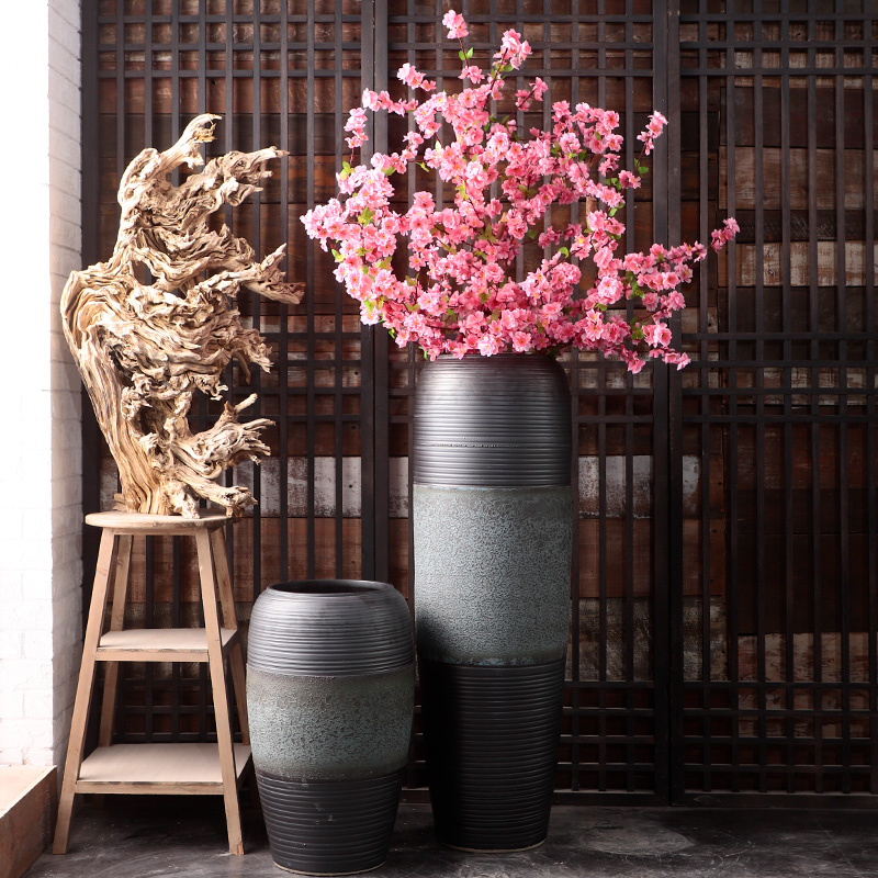 New Chinese style restoring ancient ways of jingdezhen ceramic vase hotel flower arranging furnishing articles sitting room ground in the modern pottery large flower pot
