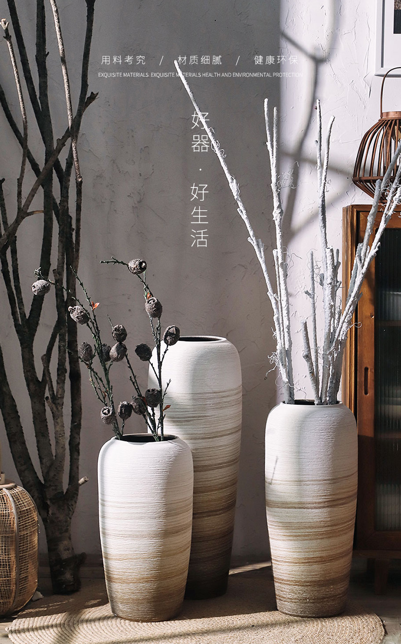 Royal clay ceramic vases, I and contracted landing three northern wind does coarse dry flower is placed some ceramic pot sitting room adornment