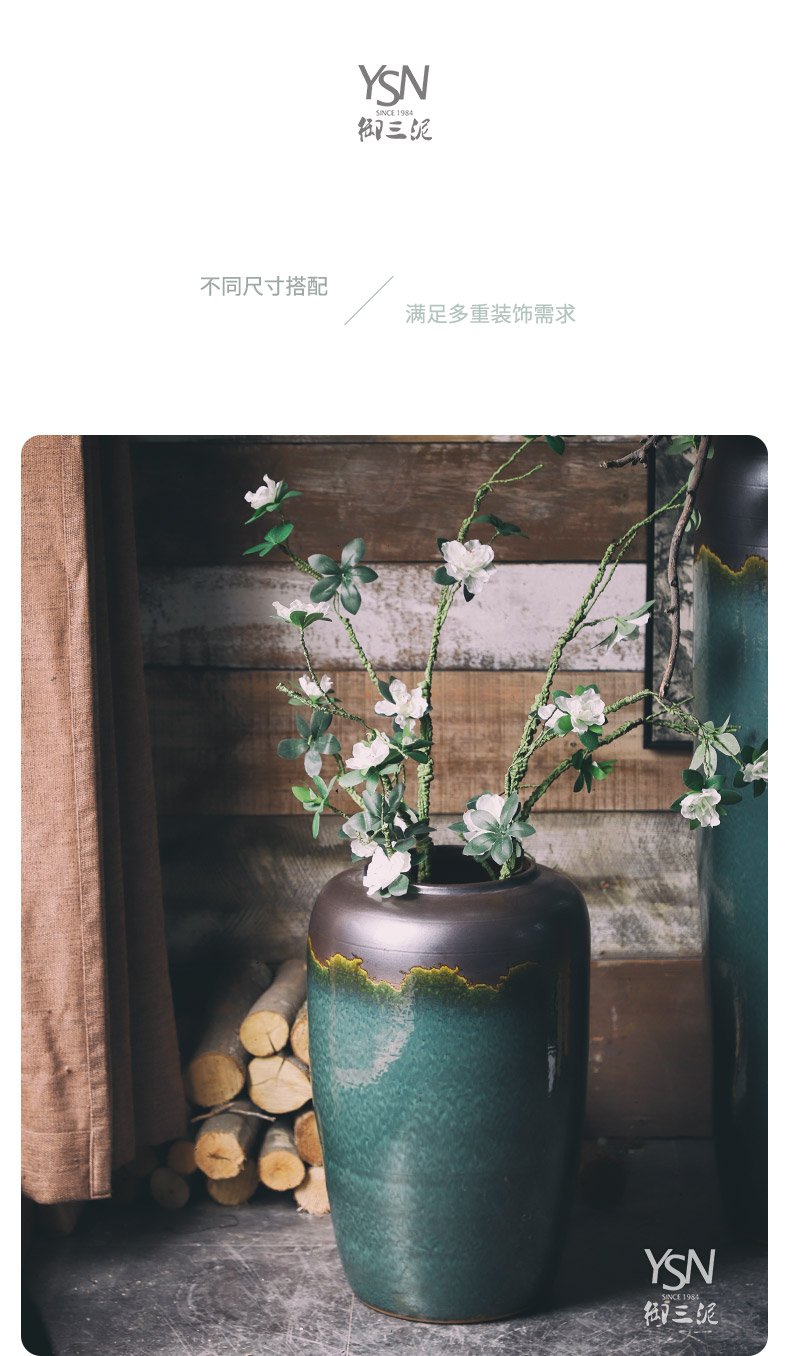 Light key-2 luxury ground simulation flower flower arranging furnishing articles villa hotel sitting room adornment three mud jingdezhen ceramic vase