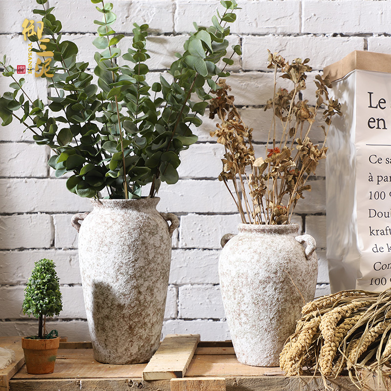 Retro POTS dry flower ceramic vase Nordic I and contracted hydroponic flowers plant coarse pottery flowerpot, fleshy furnishing articles