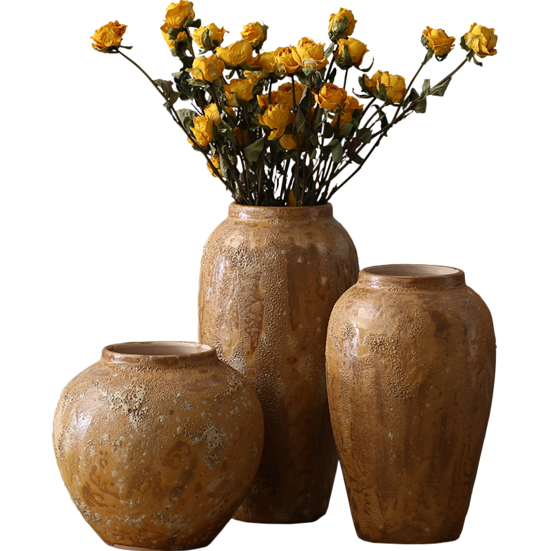 I and contracted Japanese small and pure and fresh the flower vase manual coarse pottery pot furnishing articles flower earthenware flowerpot restoring ancient ways