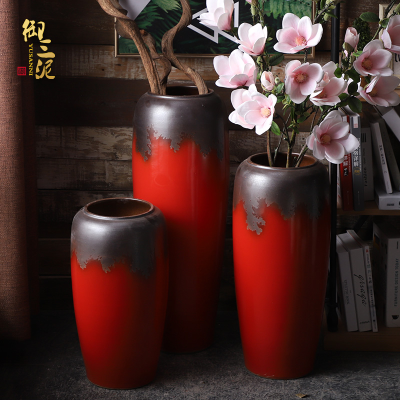 Jingdezhen European ceramic vase landing big red dried flower vase sitting room of I and contracted style flower arranging furnishing articles