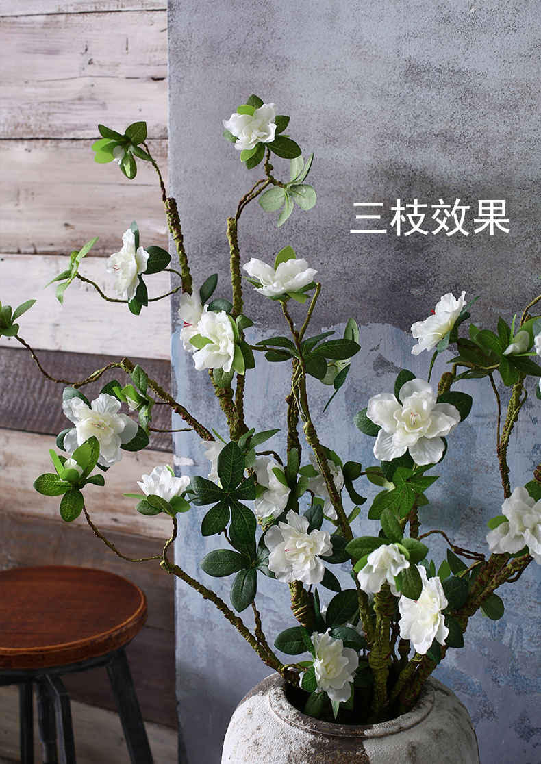 Simulation flower azalea fake flower adornment modelling of soft terms branches decorative flower pot garden decorative ceramics