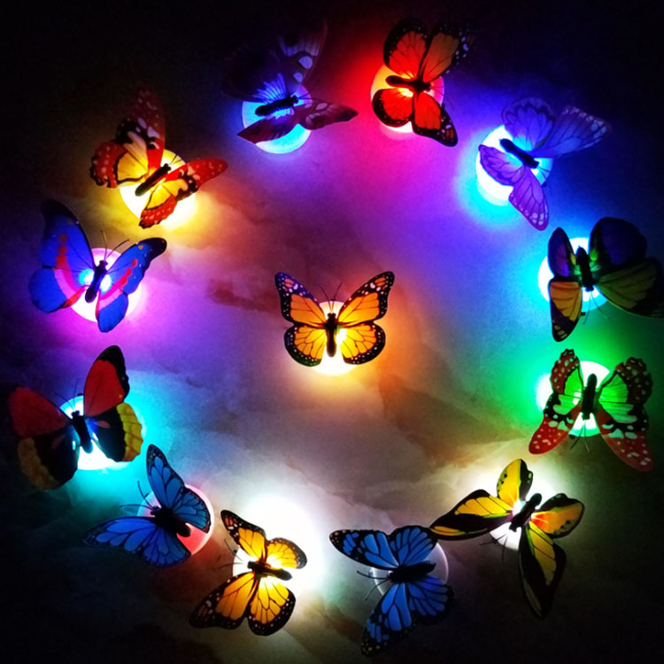 Luminous simulation butterfly wall sticker 3D three-dimensional bedroom bed room wall sticker Wall decoration self-adhesive painting