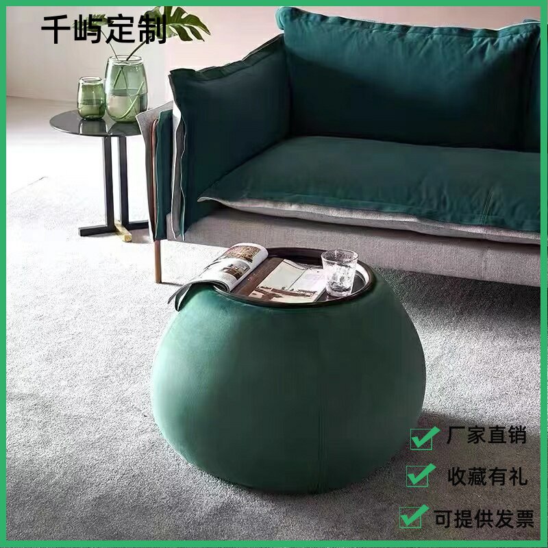 Modern minimalist designer with the same wooden round storage coffee table small apartment living room light luxury whole round table