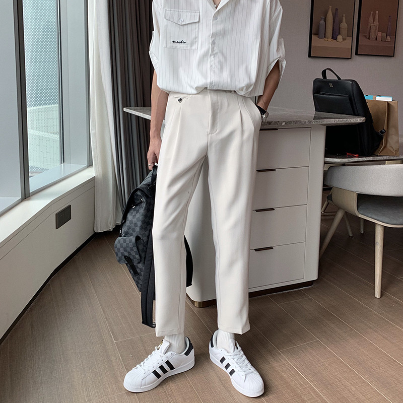 Hualun homemade ankle-length pants casual pants men's Korean fashion slim small feet hanging pants summer thin men's pants