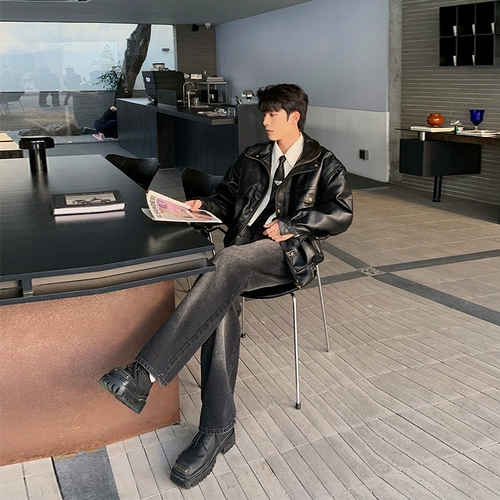 Hualun Древняя мотоцикл мягкая кожаная куртка мужская куртка High Street Красивая студентка колледжа высококачественная модная пилотная куртка