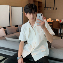 Hualun summer free-of-iron design niche shirt boys short sleeves white Korean trend handsome slim shirt