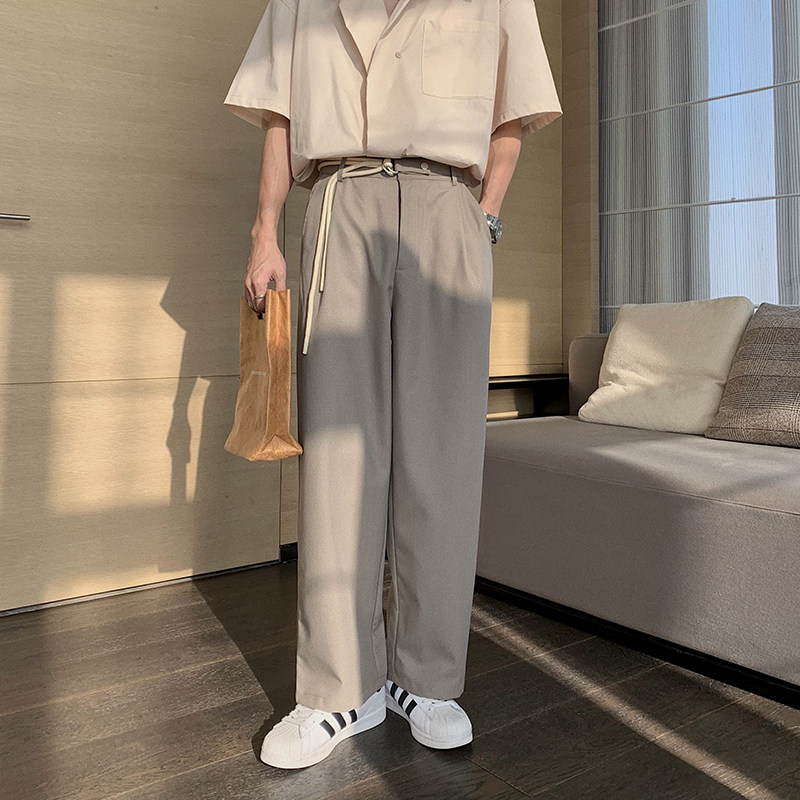 Hualun summer thin drape blazers wide leg pants gray casual pants Korean trend straight leg trousers pants