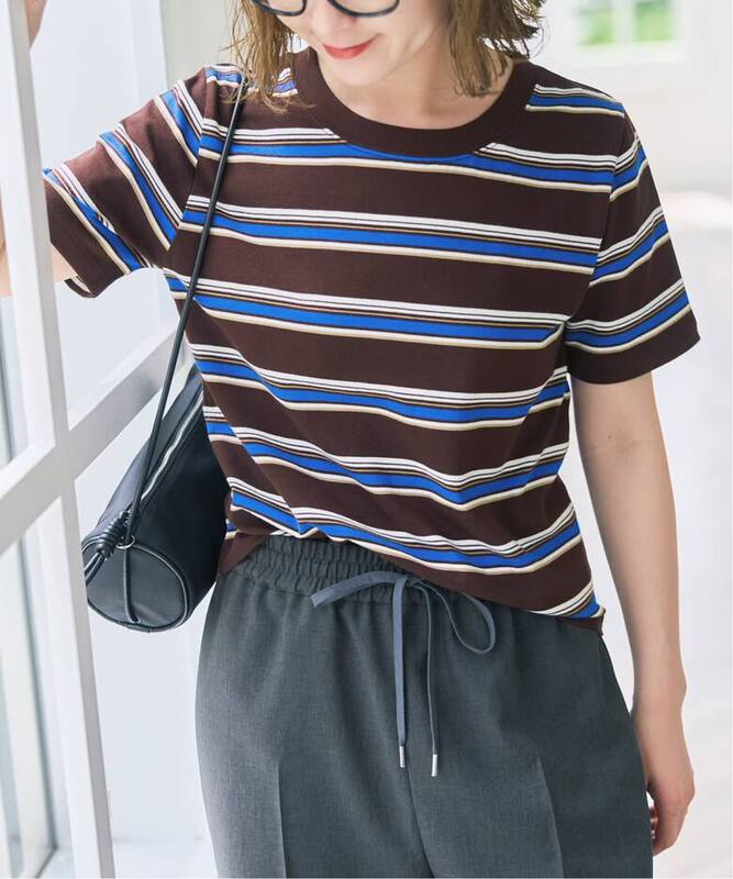 Japan's Nishinagatake Spick & Span Adds a Touch of Style to Your Look with Its Multi-Colored Striped Short-Sleeve T-Shirt, a Summer Item