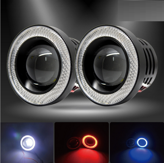 Car LED lens 30W fog light assembly with COB angel eye bull's eye fog light modified fish eye daytime running light universal