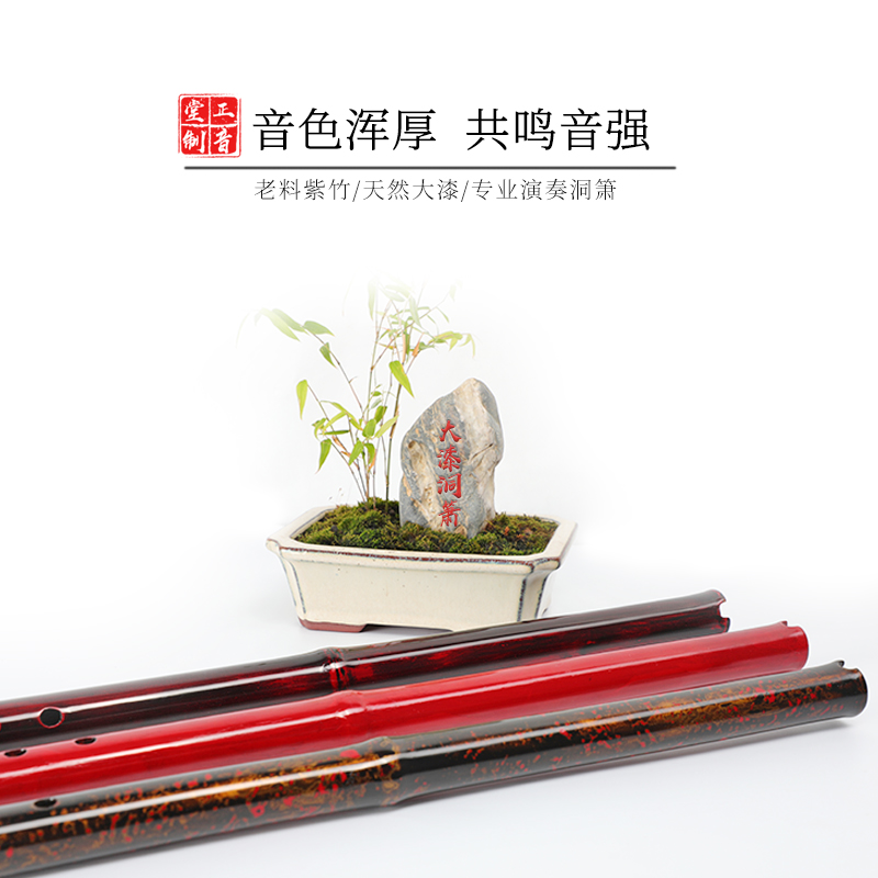 Zhengyintang a professional performance-grade Suxiao Qinxiao G tune Xiao musical instrument F tune eight holes forehand and backhand purple lacquer bamboo flute