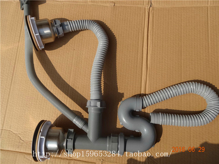 Kitchen Stainless Steel Wash Basin Double Sink Sewers Pipe Sewers Accessories Dishwashing Drainage Pipe Water