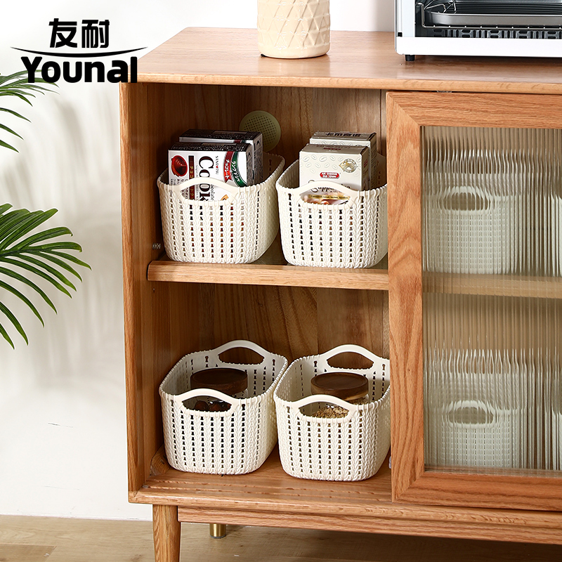 Friend-resistant household debris containing basket Hollowed-out Imitation Vine-made plastic Desktop containing box Kitchen Fruit Storage Basket