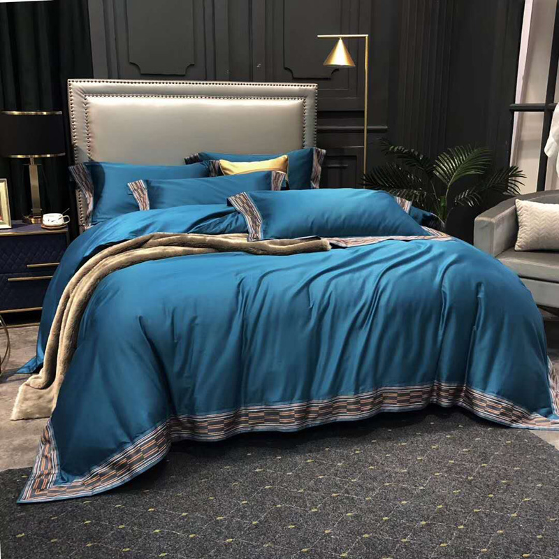 New 80 long-staple cotton satin four-piece group cotton pure cotton bed sheet quilt cover modern minimalist 1 8 meters