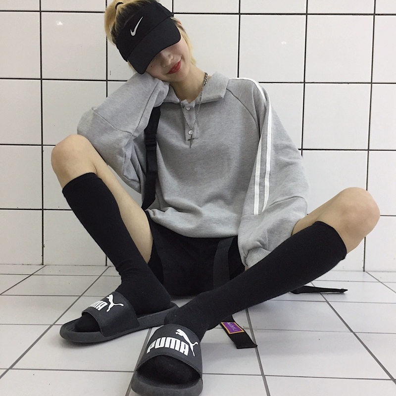 Mùa thu mới Hàn Quốc ulzzang lỏng Harajuku bf gió cổ điển hai thanh áo len áo choàng nam và nữ áo khoác thủy triều