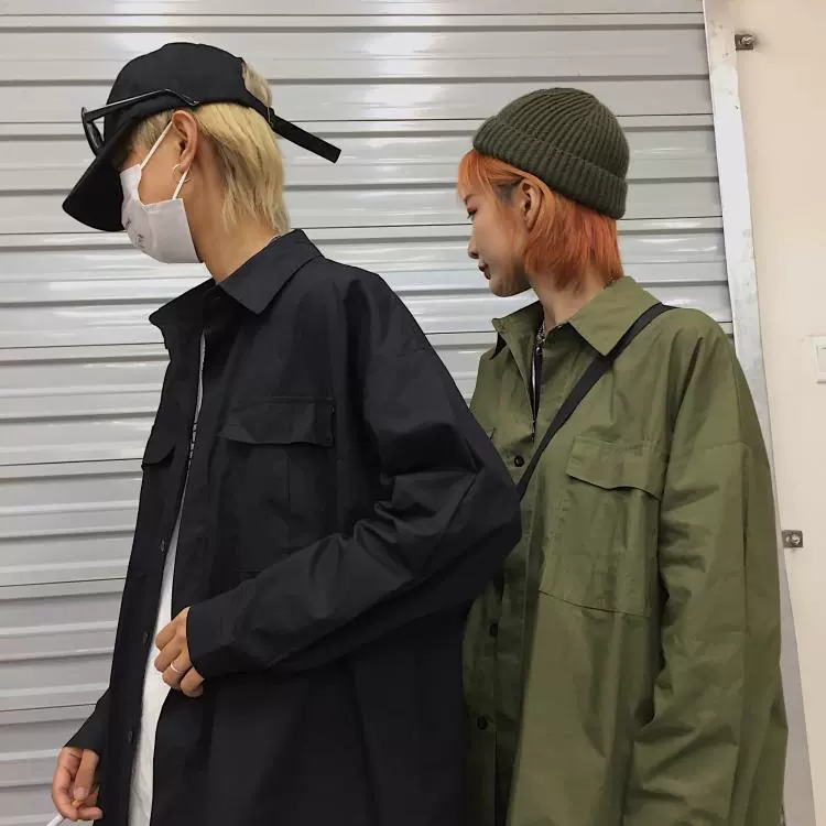 Mùa thu đông 2018 mới in Harajuku bf gió đường phố dụng cụ retro mẫu áo sơ mi nữ đẹp