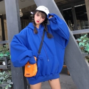 Mùa thu và mùa đông Phiên bản Hàn Quốc của ulzzang Harajuku bf gió hoang dã retro rắn màu lỏng lẻo cộng với áo len nhung trùm đầu