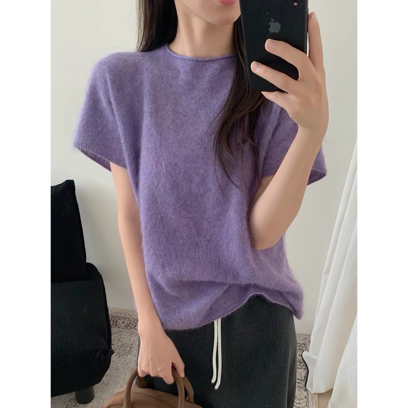 8.24/ "Miss Wen" Korean Cashmere Wool Mulberry Silk Knit Soft and Loose Brushed Round Neck Drop Shoulder Sleeves 8.24/ "Miss Wen" Korean Cashmere Wool Mulberry Silk Knit Soft and Loose Brushed Round Neck Drop Shoulder Sleeves