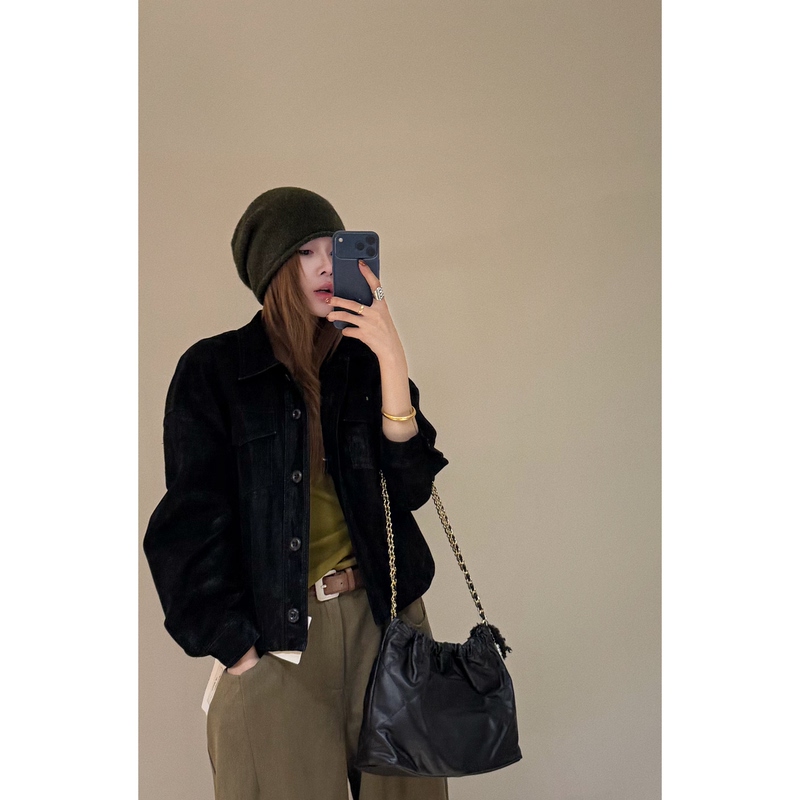 9.8/“Black Jacket” Mickey's Home~ European Imported Fabric, Ultra-Soft Matte Lapel, Relaxed Fit Leather Jacket 9.8/“Black Jacket” Mickey's Home~ European Imported Fabric, Ultra-Soft Matte Lapel, Relaxed Fit Leather Jacket