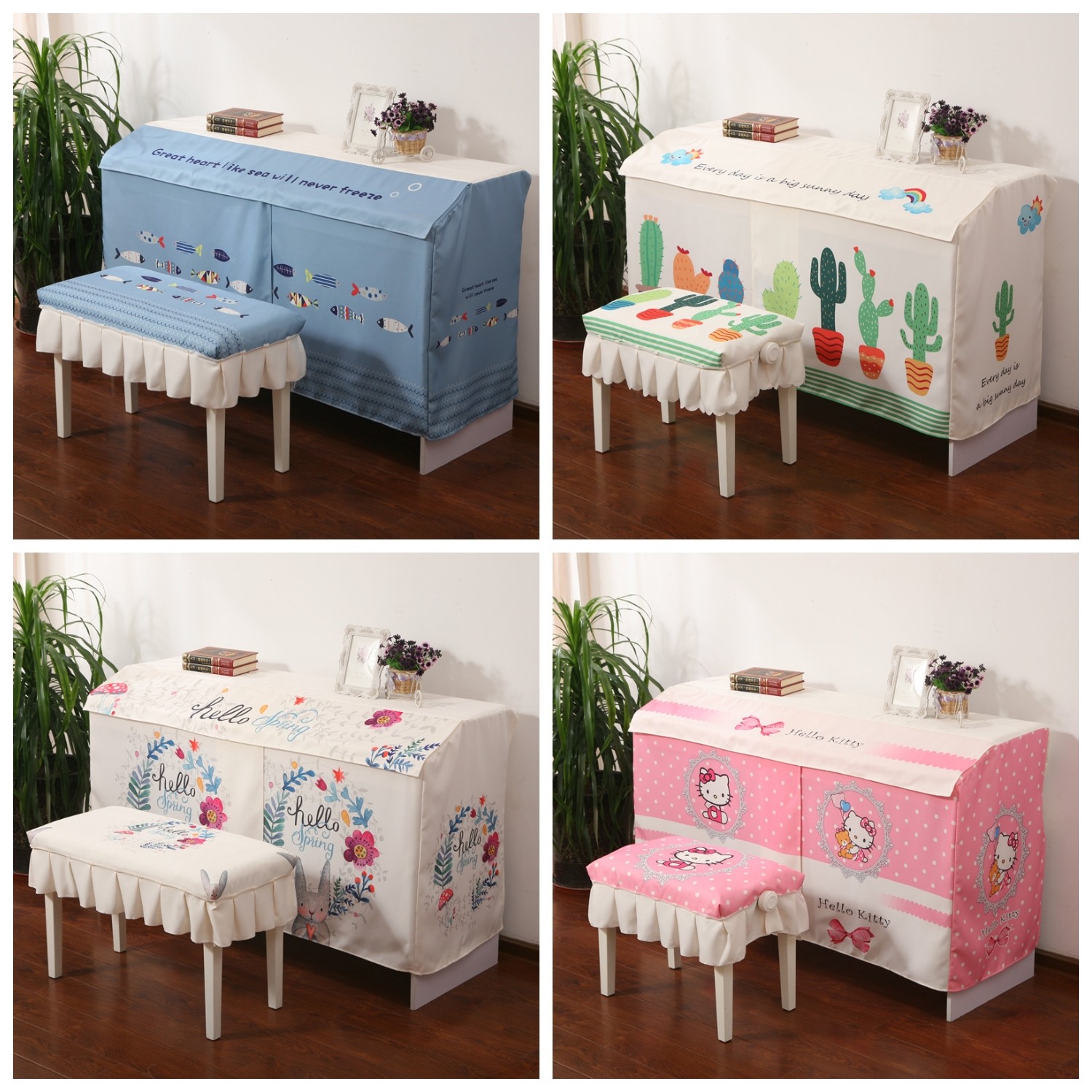 New printed cartoon electric piano cover Intelligent 88-key dust cover The One in the open design electronic keyboard towel