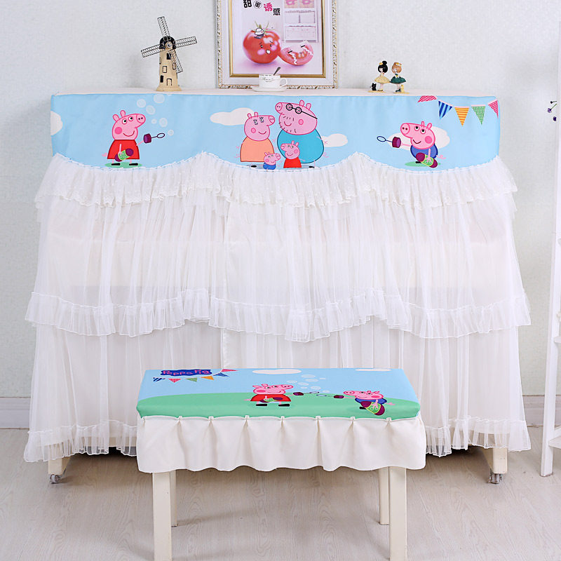 Cartoon Lace Piano Cover Elegant Lace Printed Piano Dust Cover Animation Full Pack Open Design Piano Full Cover