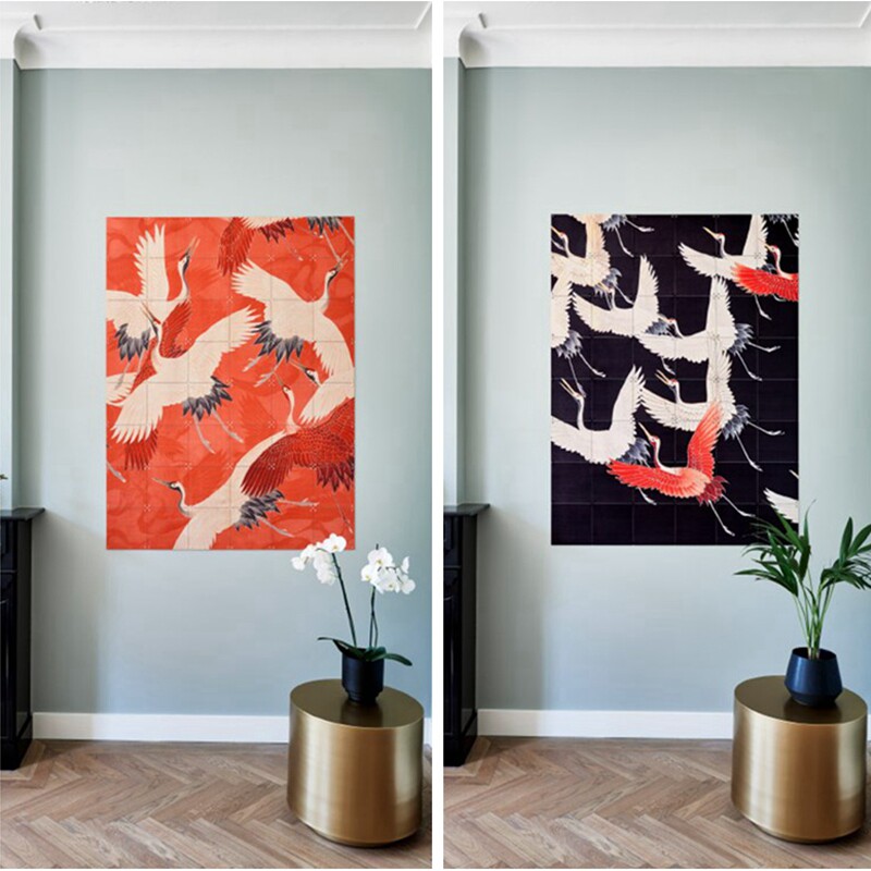 The Netherlands imported IXXI niche high-end Japanese-style double-sided crane living room dining room model room decorative painting mural
