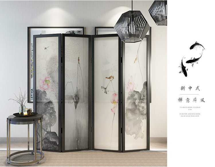 Mới Trung Quốc phong cách phân vùng màn hình phòng khách Phòng ngủ văn phòng gỗ rắn màn hình gấp có thể gập mực di động - Màn hình / Cửa sổ mẫu song cửa sổ đẹp
