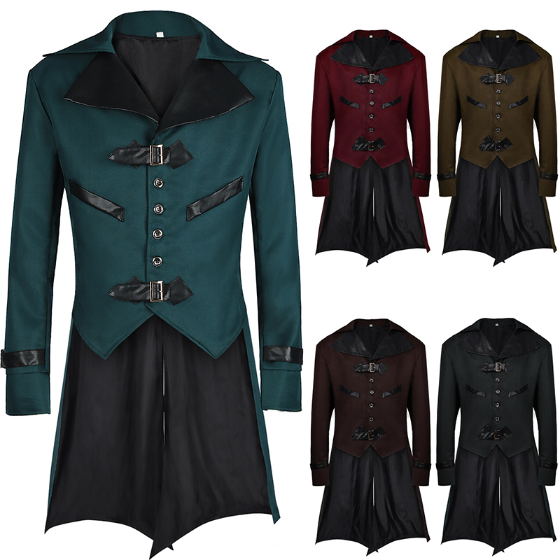 Gothic Steampunk Front Short Back Long Tailcoat Men's Coat Jacket Halloween Cosplay Costume