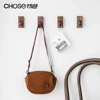 Adhesive hook strong adhesive creative non-perforated wooden kitchen powder room load-bearing household wall-mounted coat hook