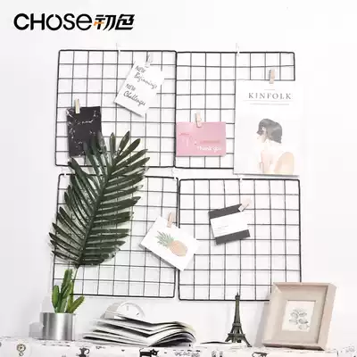 Nordic minimalist modern grid photo wall decoration ins wrought iron photo background wall clip girl heart shelf