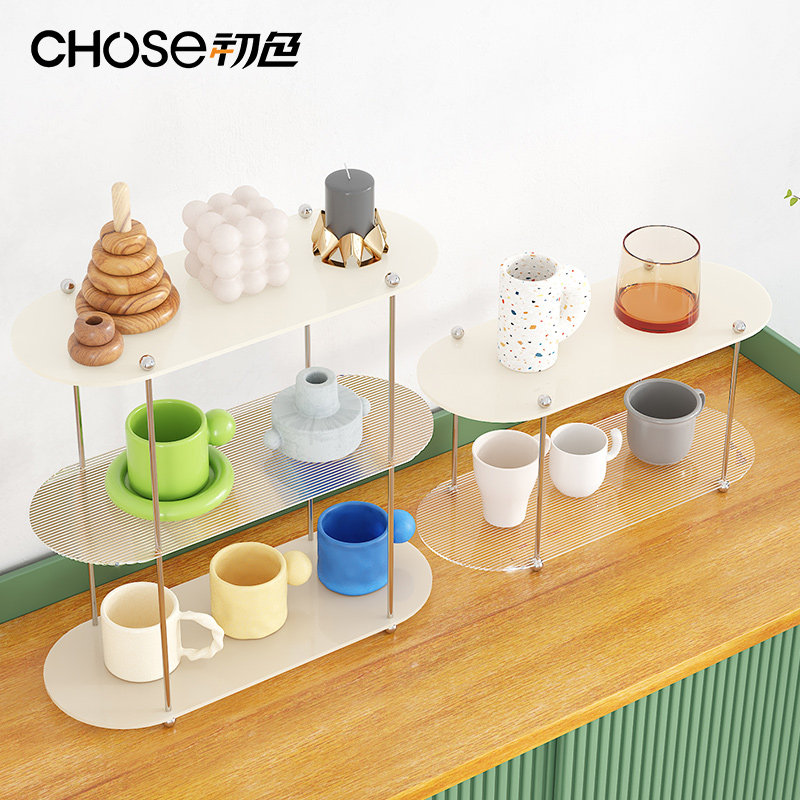 Desktop shelf transparent acrylic clapboard kitchen bathroom clapboard storage shelf study living room office finishing rack